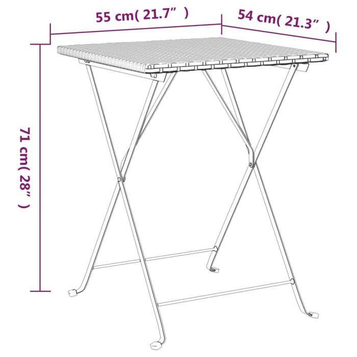 VidaXL Ensemble de bistro pliable 3 pcs Marron Résine tressée, ensemble de bistrot, table et chaises de jardin, ensemble 319990