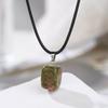 Natural Chakra Crystal Pendant Necklace High Quality Polished Assorted Stones Black Leather Rope Jewelry Gift for Yoga Enthusiasts