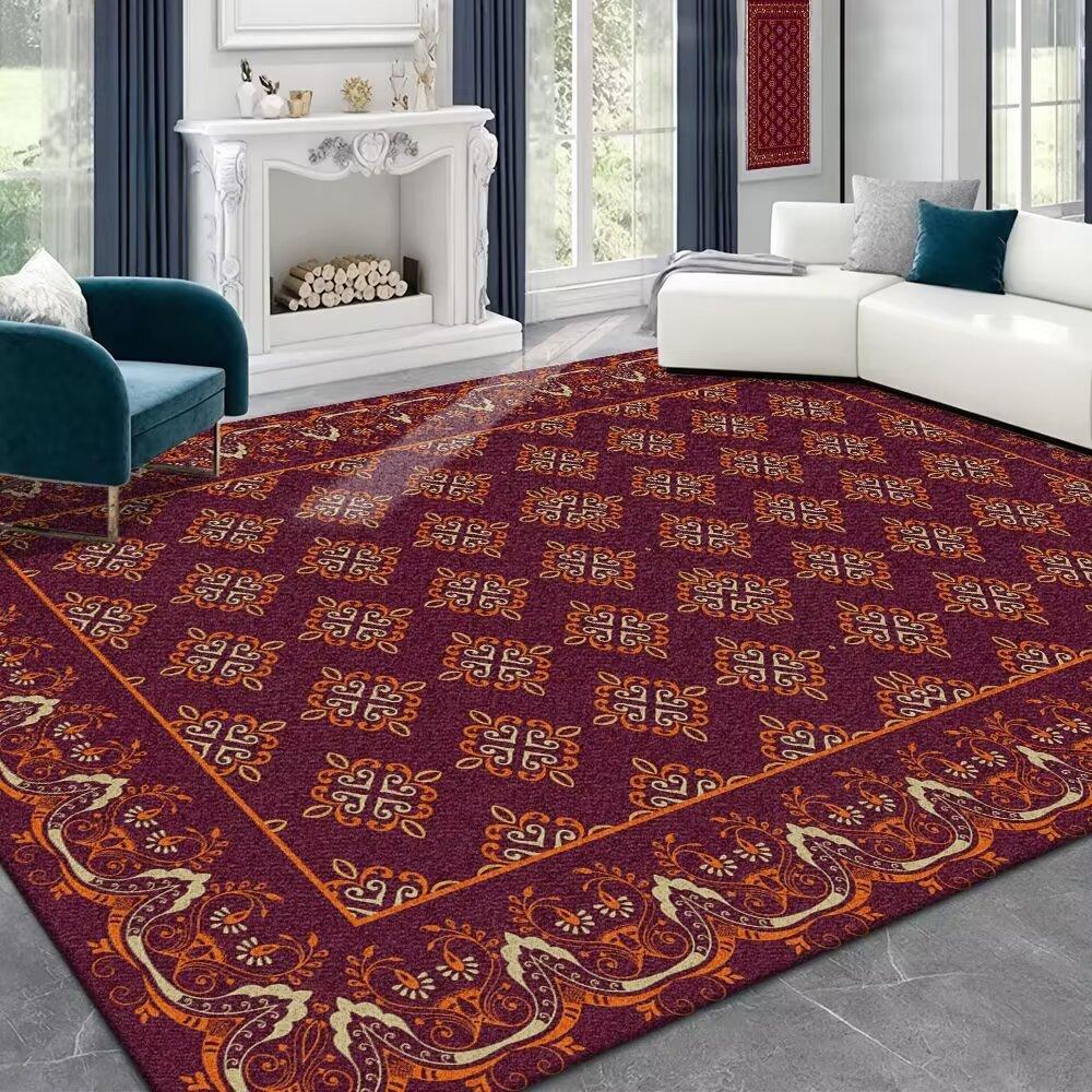 Obývací pokoj Koberec ve francouzském retro krémovém stylu Světlý Luxusní Ložnice Superior Ložnice Deka Domácí šatna Sofa Table Mat