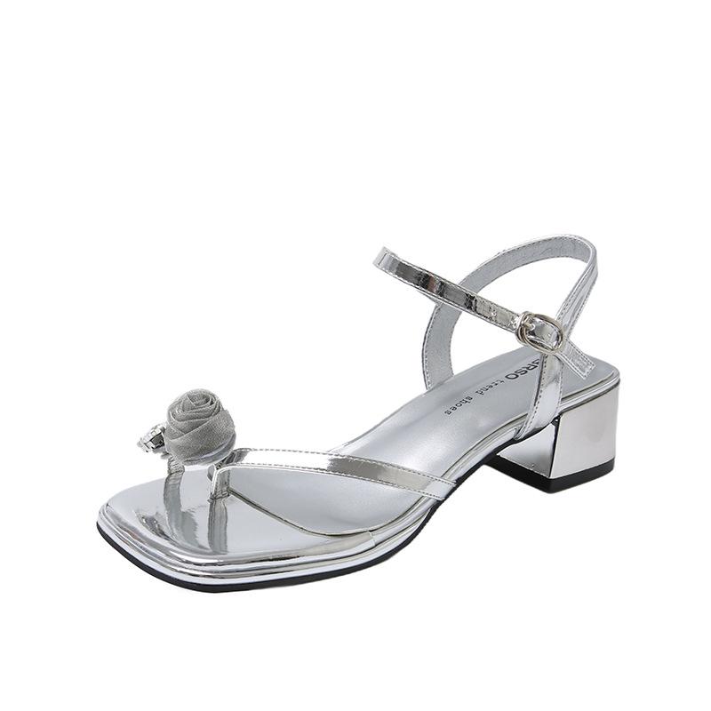 2025 Summer New Thick Heel Women's Shoes Fashion Versatile Niche Temperament Explosion High Heel French Fairy