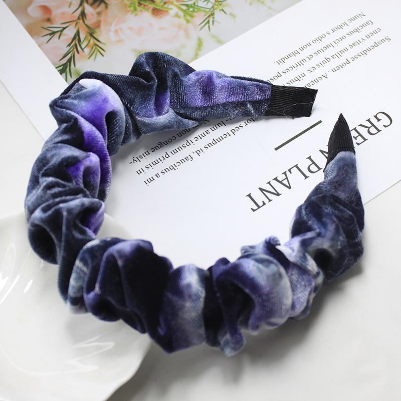 Lystrfac Solid Color Slik Padded Pleated Hairband for Women Fashion Scrunchy Headband Retro Hair Loop Female Hair Accessories