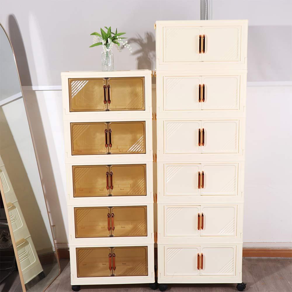 Plastic Foldable Storage Cabinet Large Capacity Multi-Layer Storage Locker  for Home