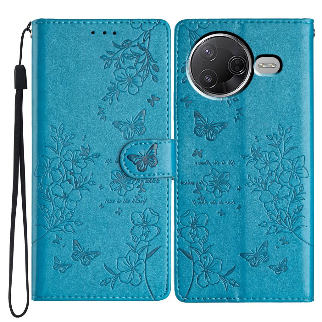 Brieftasche Handyhülle für Xiaomi Poco F7 Pro 5G/F7 Ultra 5G/Redmi K80 Pro 5G/K80 5G Schmetterling Floral Prägung Leder Klapphülle mit Riemen