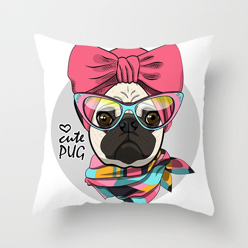 45x45cm New Cartoon Dog Fighting Series Pillowcase Sofa Office Seat Car Cushion Cover Creative Ornament Home Decoration