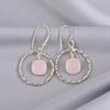 Piatră prețioasă Calcedonie Roz Bijuterii Argint Sterling 925 Cercei lucrați manual 1.60" EE-60-16