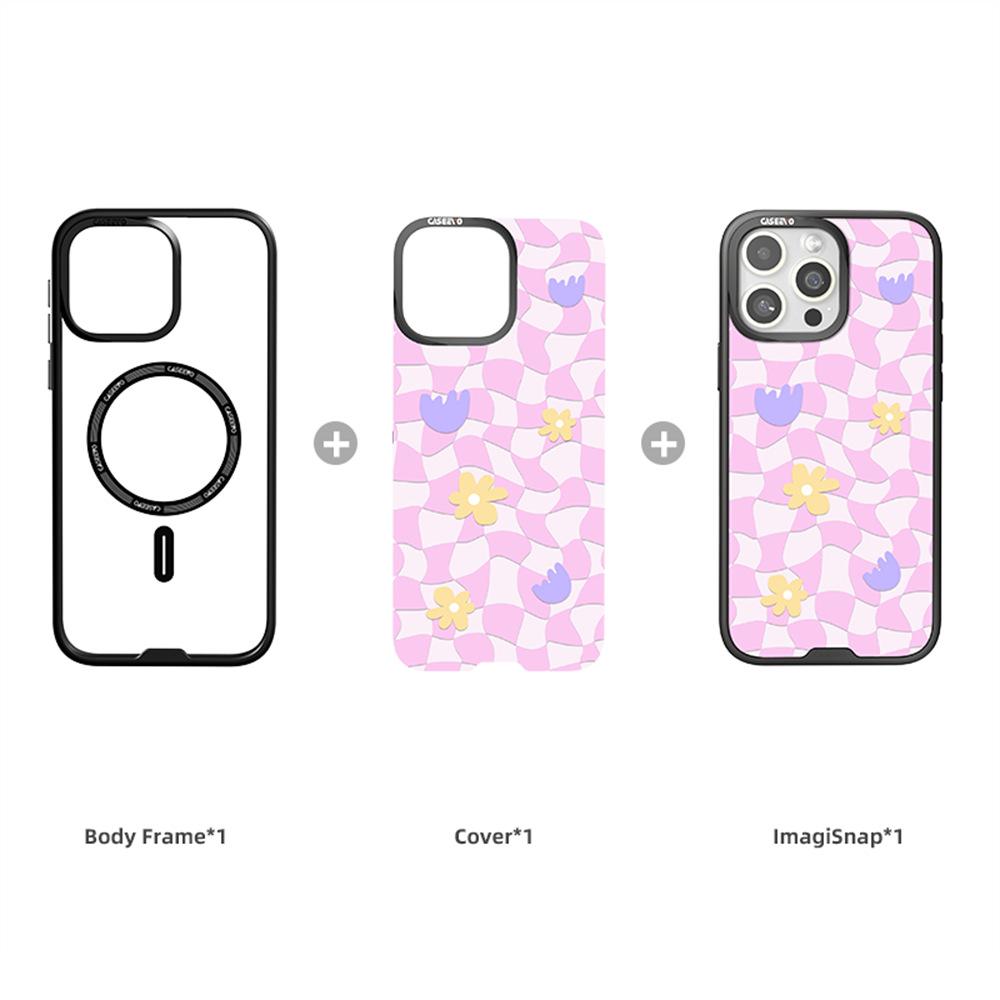 CASEEVO For iPhone 14 Pro Case Compatible with MagSafe TPU Acrylic Magnetic Phone Cover with Detachable Grid Backplate