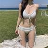 2024 Solid Color Sexy Push-Up Bikini - Lace-Up Multicolor Swimsuit