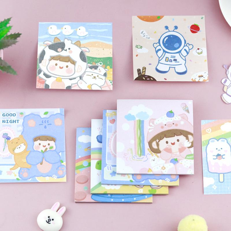 Office School Supplies High Looking and Cute Astronaut Series Stickers Student Notebook Message Kawai Stationery Memo Pad