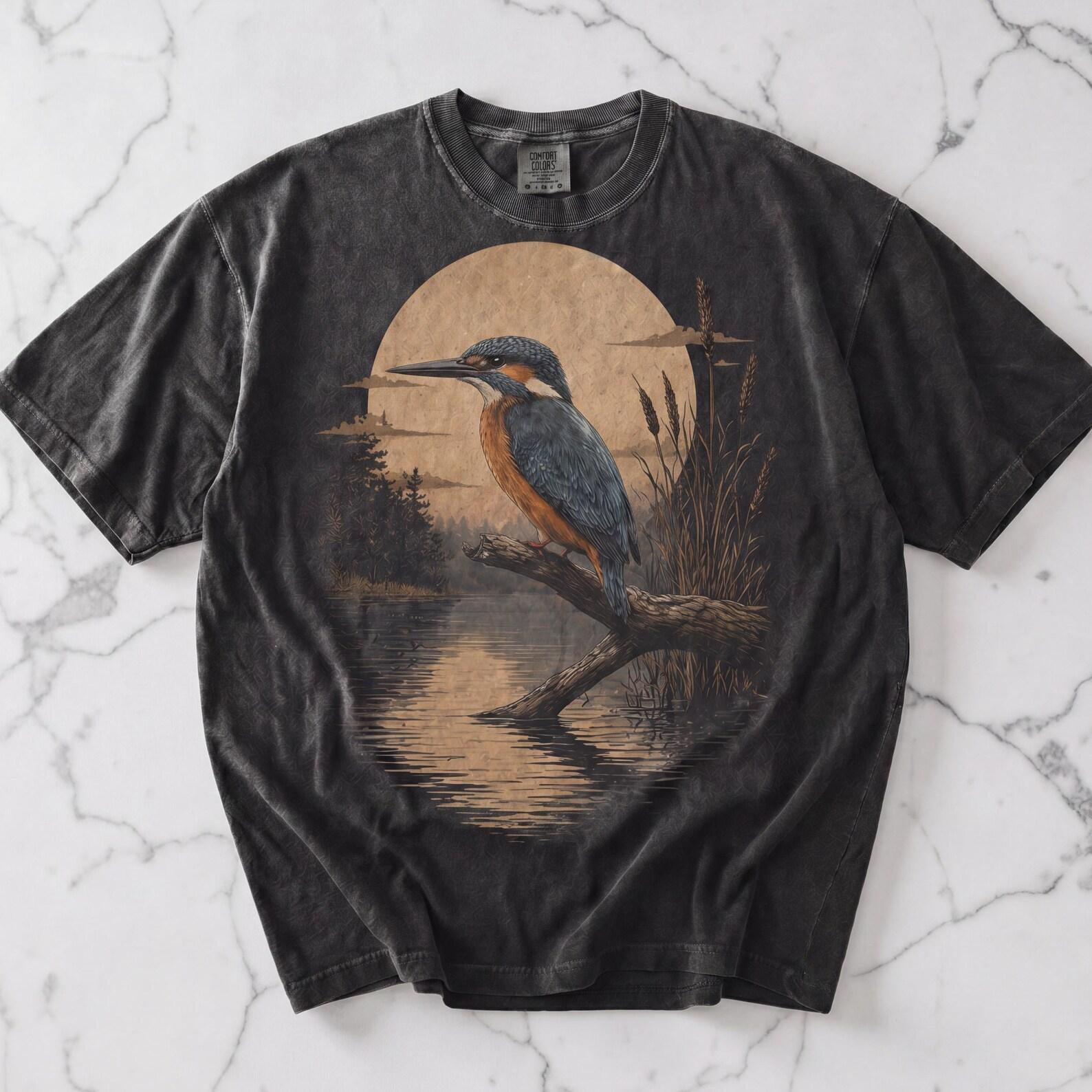 Kingfisher Bird Shirt, Vintage Bird T shirt, Unisex Comfort Colors Tee, Bird Lover Gift, Birdwatching Tee, Nature Shirt, Wildlife Graphic Tee 4XL
