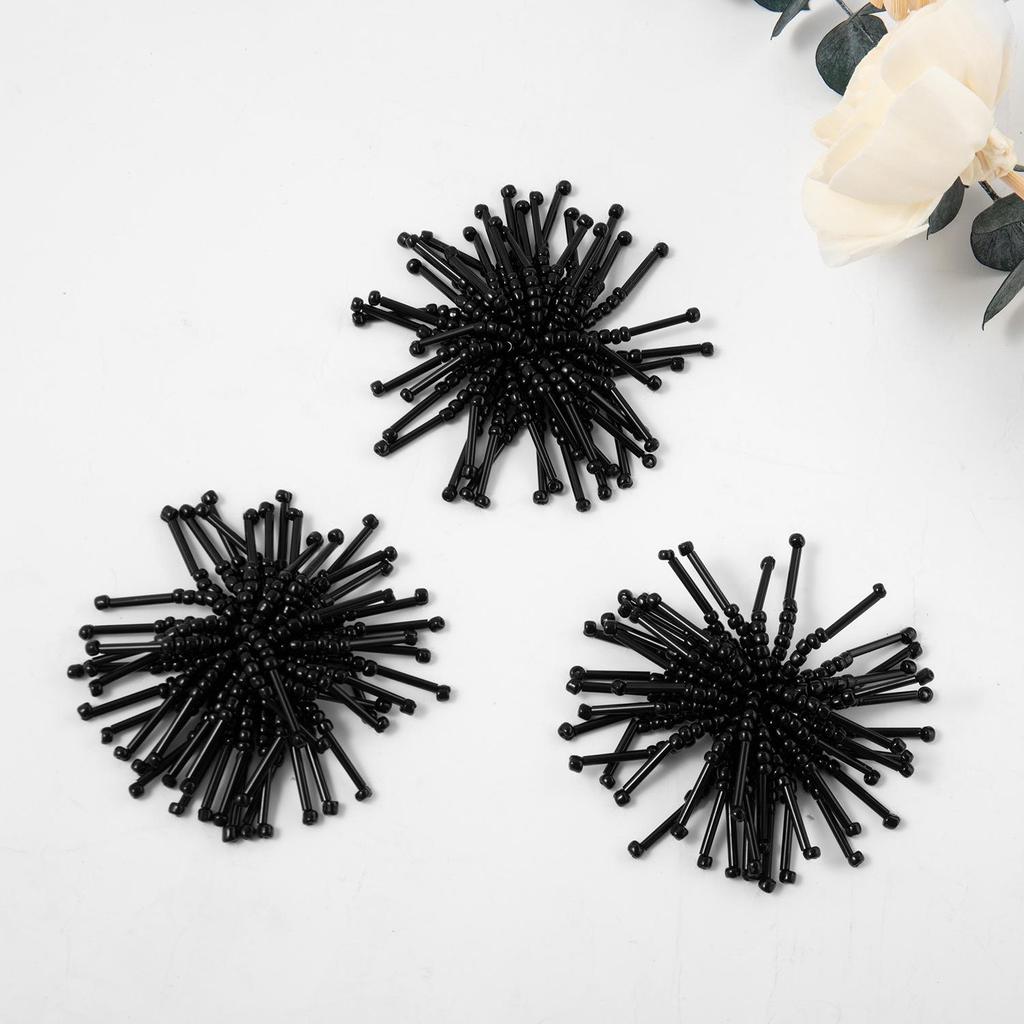 Versatile Black Firework Tassel Flower Hair Clip & Earring Material for DIY Weaving and Beading.