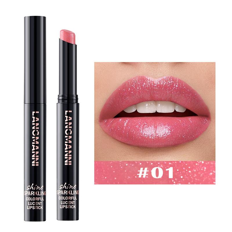 Lippenstift in 10 Farben, Perlenglitzer-Lippenstift, feuchtigkeitsspendender, nackter Lipgloss, hochpigmentiert, langanhaltend, antihaftbeschichteter Becher, samtiger Lipgloss, Geschenk zu Weihnachten