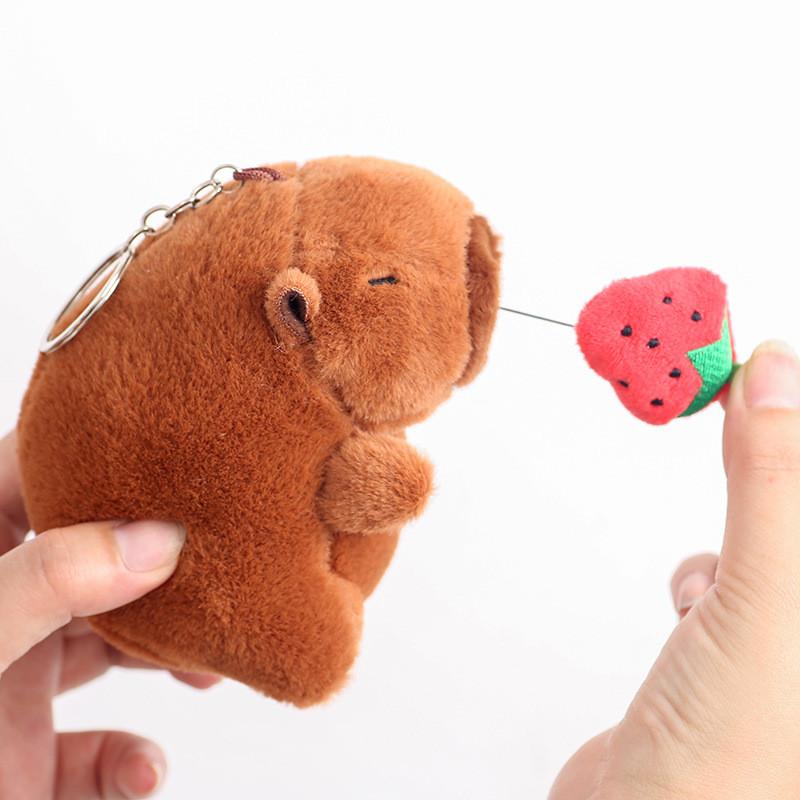 Creative Strawberry Watermelon Ice Cream Capybara Plush Toy Pendant Keychain For Kids Gift