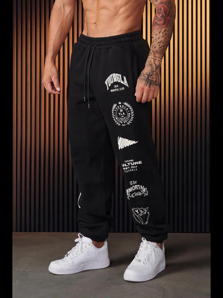 YOUNGLA Men's Cotton Printed Joggers - Gym, Sports, Casual Sweatpants