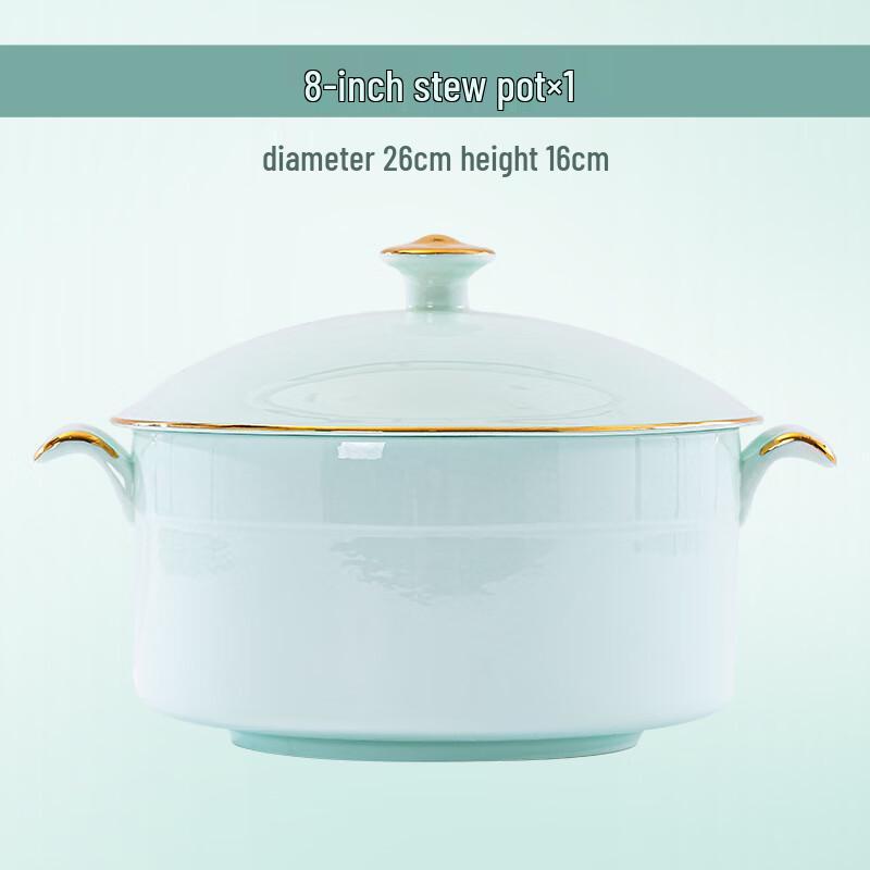 Jingdezhen Celadon Ceramic Gold Rim Soup Pot Soup Pot