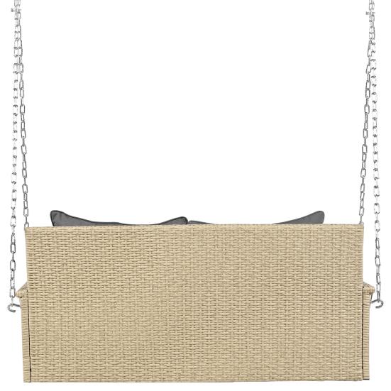 1 Set Garden Hanging Swing Two Seats Elastic Bounce Cushion Heavy Duty Chain Great Load Bearing Rattan