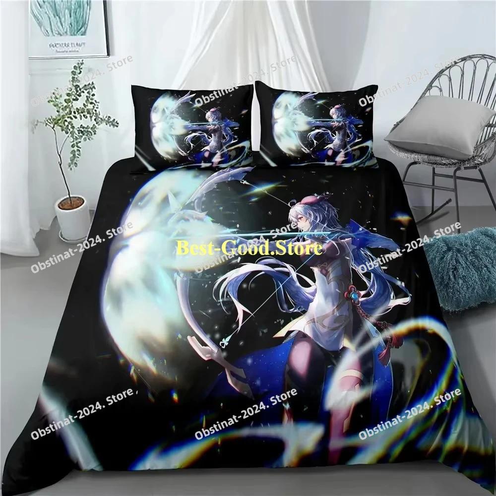 Genshin Impact Beding Set Game Print Duvet Cover Quilt Soft Duvet Cover Sets Home Textile Quen King-Sized Dimensionsd Dimensions Girl Children Kids