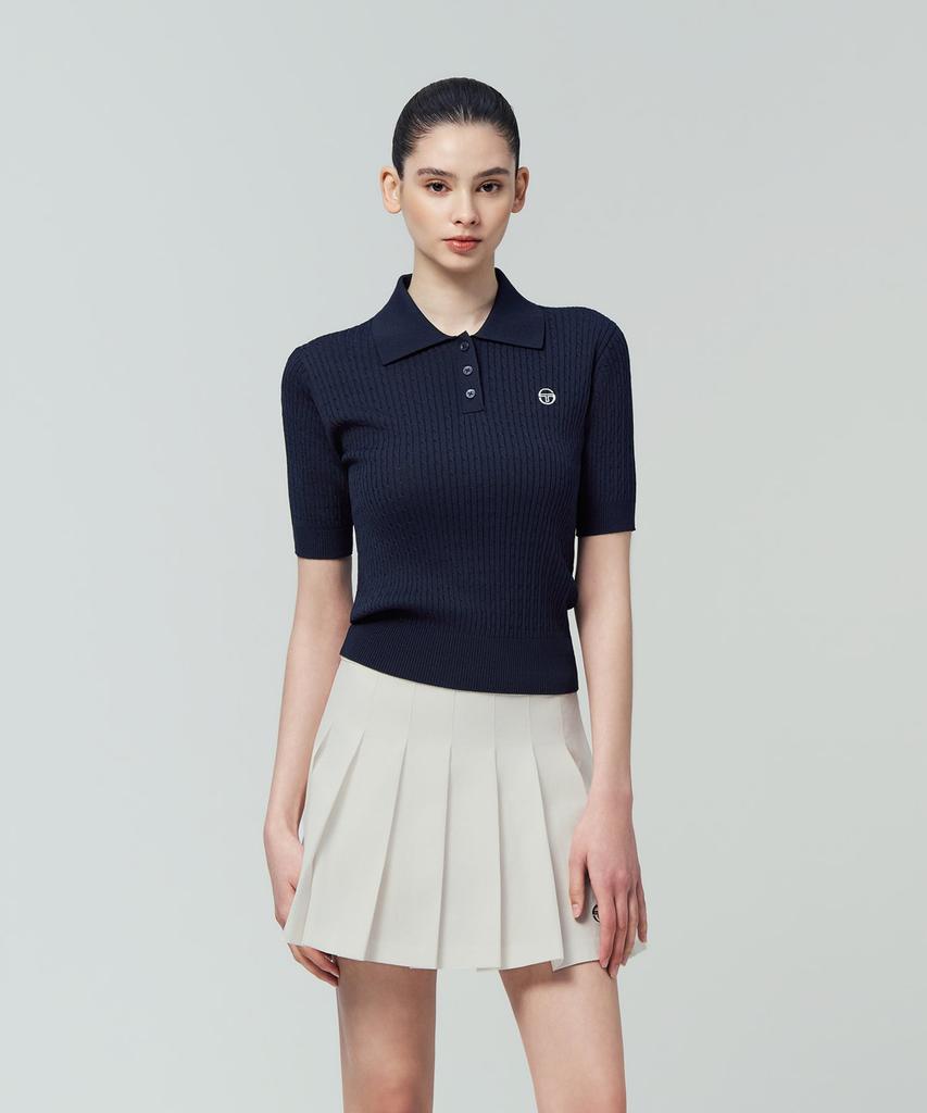 SERGIO TACCHINI W Fresca Knit Cable Short Sleeve Polo