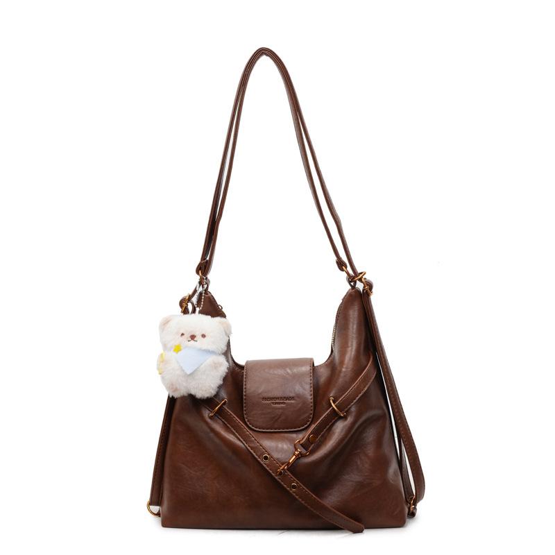 Retro tote bag women's large capacity 2025 new autumn and winter casual shoulder messenger bag multi-functional backpack backpack