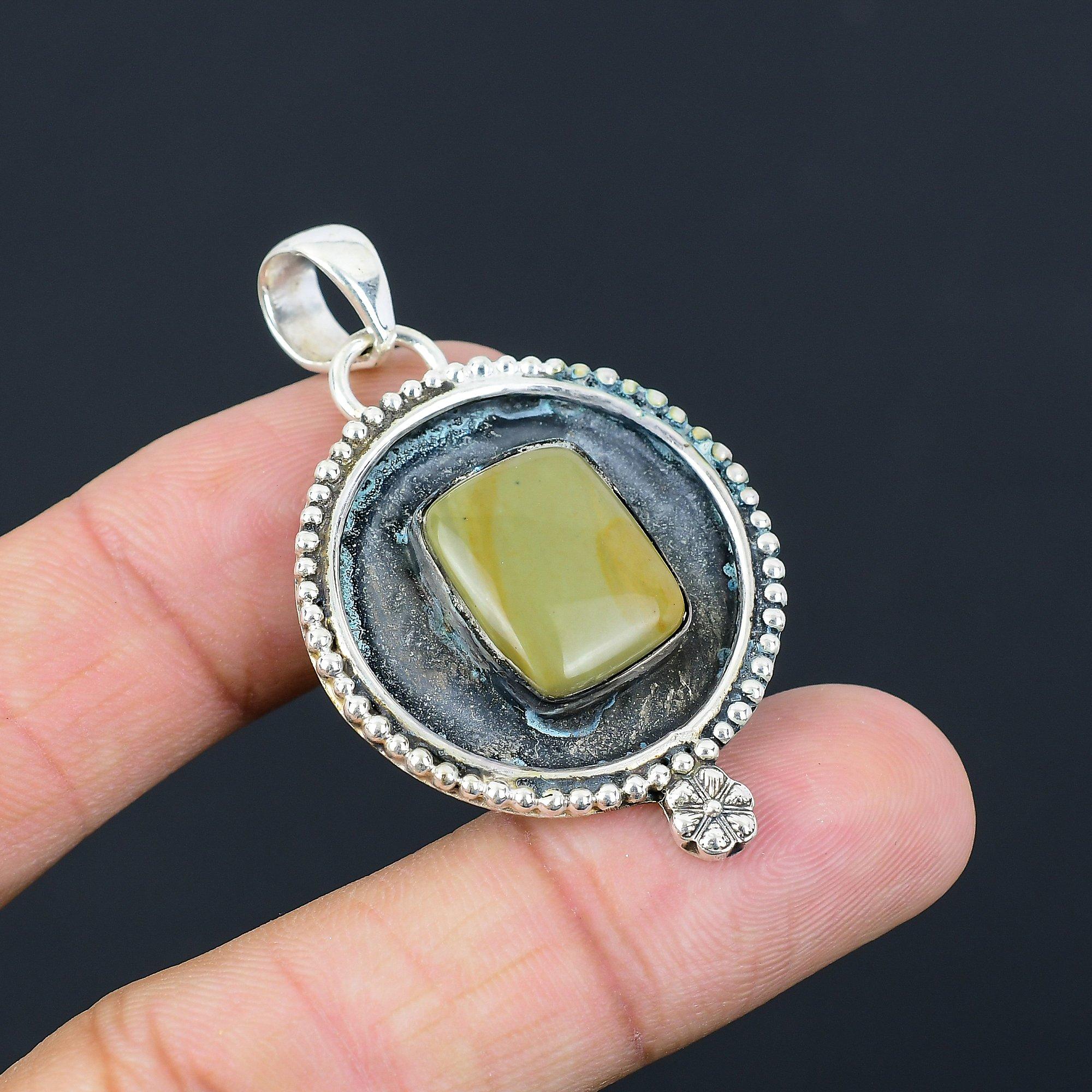 Womens day Deal Polychrome Jasper Stone Sister Boho Pendant Jewelry 925 Silver