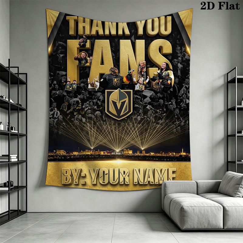Name Custom Vegas Golden Knights Wall Tapestry Aesthetic Wall Hanging Printed Fabric Blanket Decorative Tapestries for Bedroom Living Room Home Decor