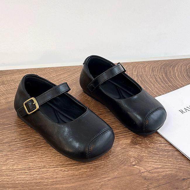 Girls Flat Shoes Solid Color Versatile Kids Leather Shoes Non-slip Soft Sole 2025 New Children Dance Shoes Princess Ins Trendy
