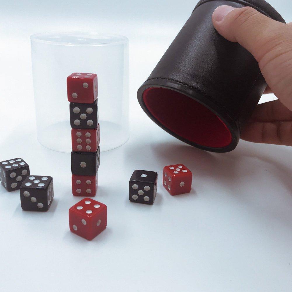 Sac Taske Dice Stacking Leather Dice Cup & Set of 10 Dice & Practice Cup (Set of 2 Cups)