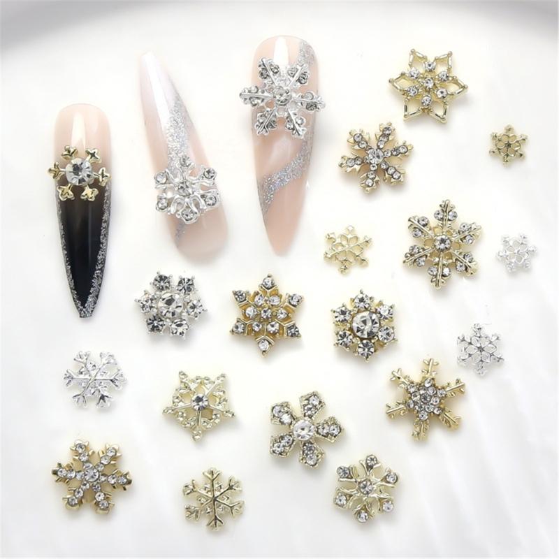 Create Beautiful Nail Designs with 10pcs Shimmering Snowflake Nail Charms Nail Decorations