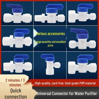 Quick-Connect Water Purifier Accessories: 1/4, 3/8, 1/2 Inch Straight, Elbow, Tee, Ball Valve