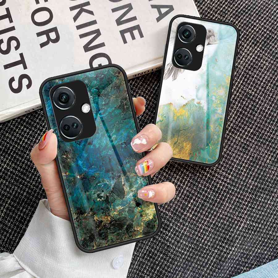 Marbling Tempered Glass Phone Case For Oneplus Nord CE 5 2 3 4 Lite Apple iPhone 16 15 17 8 Plus 12 14 13 Pro Max Google Pixel 6 9 6A 7A 8A 9A Cover