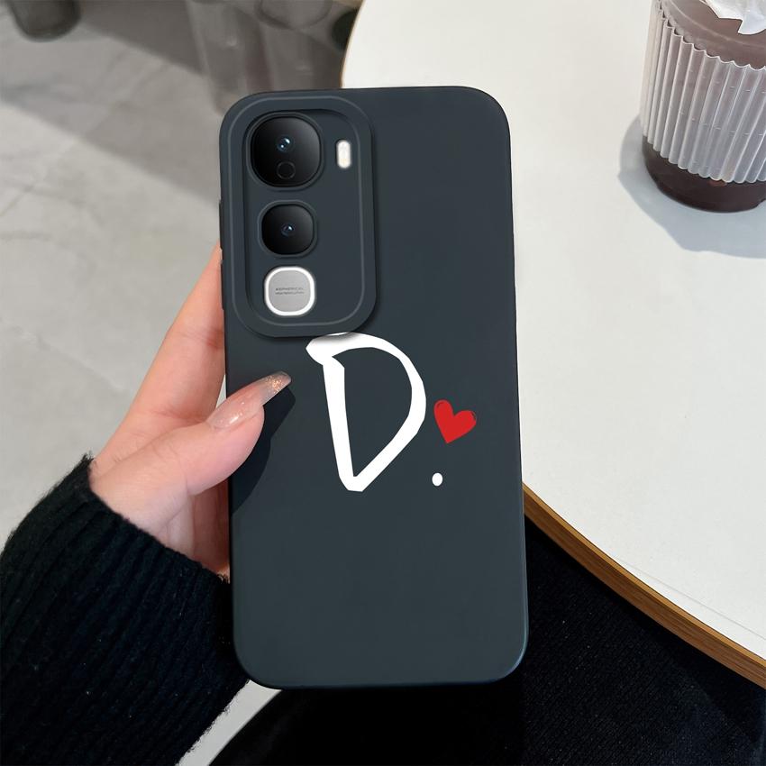 For Vivo Y400 Pro Y100 Y200e Y02 Y03 Y04 Y28 Y29 Y29S Cute Art Letter Phone Case Lens Protection Liquid Silicone Shockproof Soft Covers For Vivo Shell
