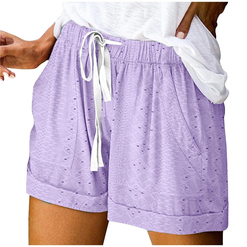 Women's Casual Summer Elastic Beach Shorts Solid Casual Shorts
