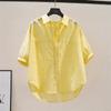 Women Casual Loose Turn Down Collar Short Sleeve Solid Shirt For Ladies