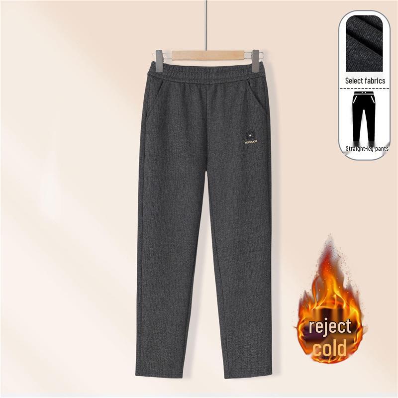 

Зимние брюки жаккардовой вязки из шерсти премиум-класса для женщин среднего возраста - на флисовой подкладке, прямого кроя, теплый хлопок 2XL (52-58 kg)