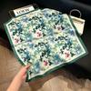 71Cm New Chinese Simulation Silk Square Scarf Soft and Skin-friendly Ink Flower Rhyme Printing Silk Scarf Neck Sunscreen Small Scarf