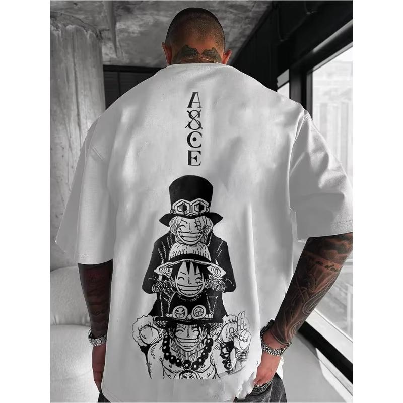 

ONE PIECE Summer Mens Harajuku Large Size TShirt Loose Version Anime Printing Fashion Trend Parentchild Short Sleeve Top S
