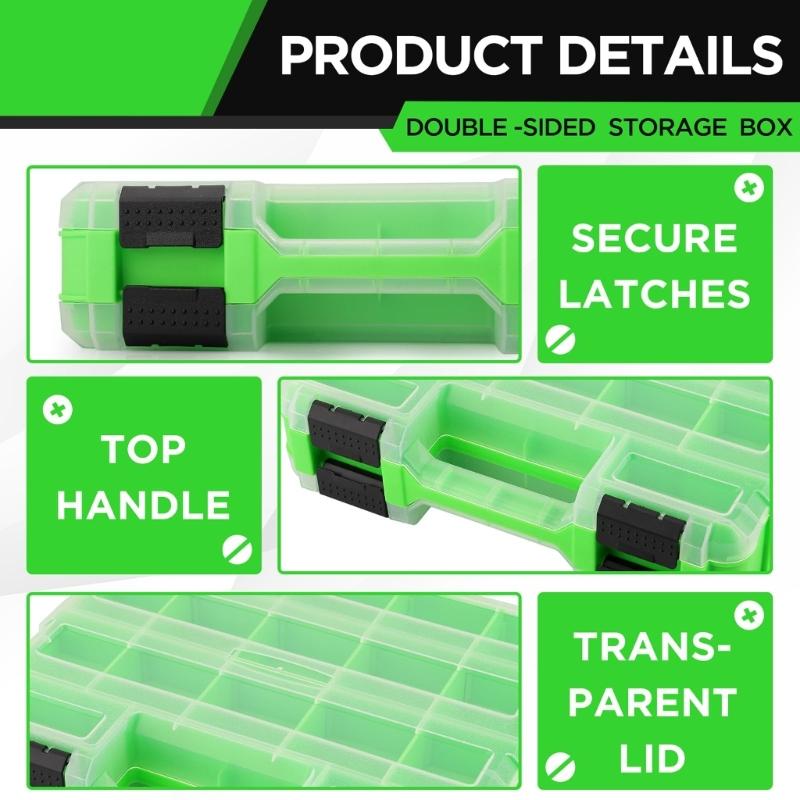 Transparent Plastic Tool Organizer Box Adjustable Compartment Secure Lock Ergonomic Handle for Hardware Accessories