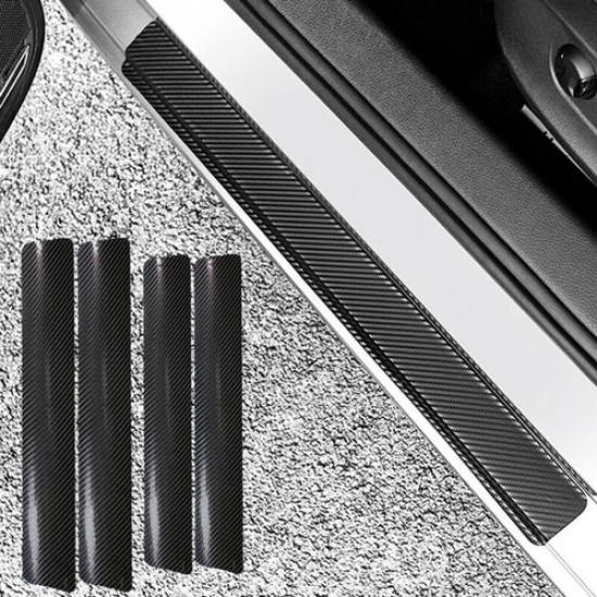 4× Car Door Plate Sill Scuff Cover Anti-Scratch Sticker Carbon Fiber Accessories