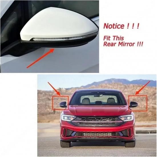 2Pcs Mirror Covers Caps Rear View Mirror Case Cover Accessories Gloss Black ABS Compatible For VW Jetta MK7 S/SE/SEL/GLI/R-LINE 2019-2022(Gloss