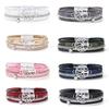 Bohemian Cabala Alloy Tree Life PU Leather Silver Plating Women's Charm Jewelry Dainty Magnet Clasp Wristband Gift