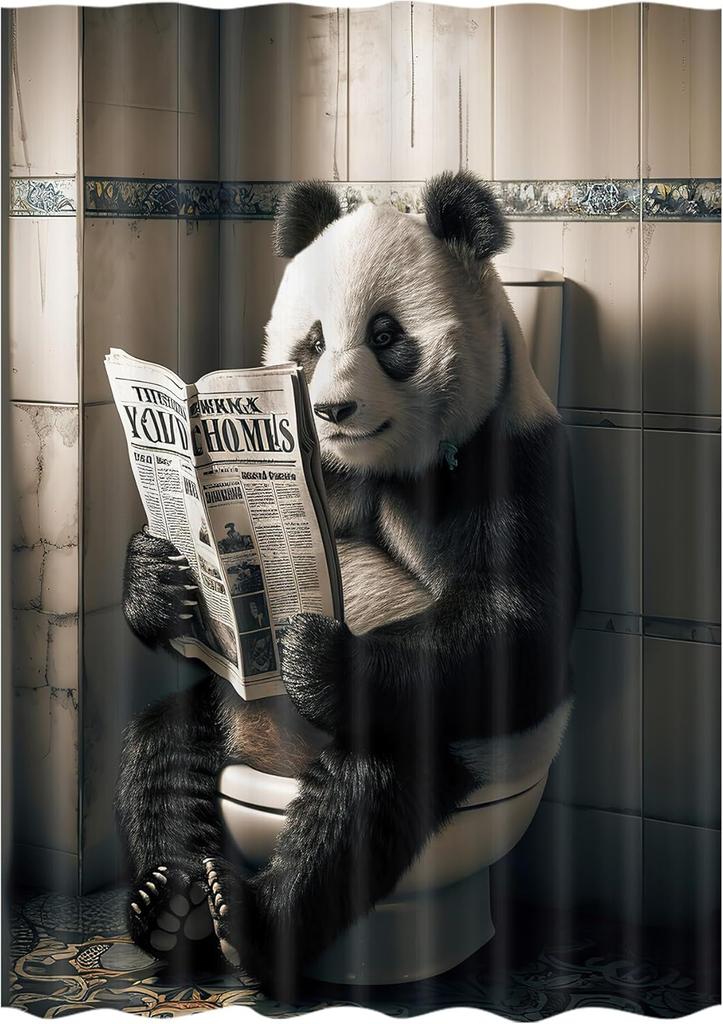 Lustiger Hund Duschvorhang, Berner Sennenhund sitzt auf der Toilette und liest Zeitung, Wasserdichte Polyester Duschvorhang-Sets