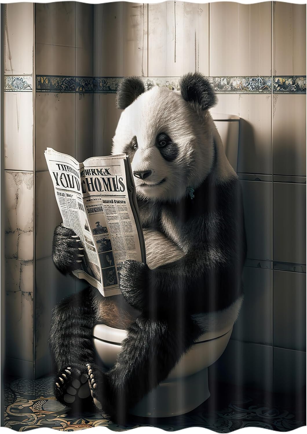 

Funny Dog Shower Curtain, Bernese Mountain Dog Sitting On Toilet Reading Newspaper, Waterproof Polyester Shower Curtain Sets W60H190(CM)-1 Pcs