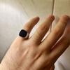 Retro Flat Square Black Glass Onyx Tail Ring For Women Classic Zinc Alloy Open Ring Designer Jewelry Accessories Unisex Gift