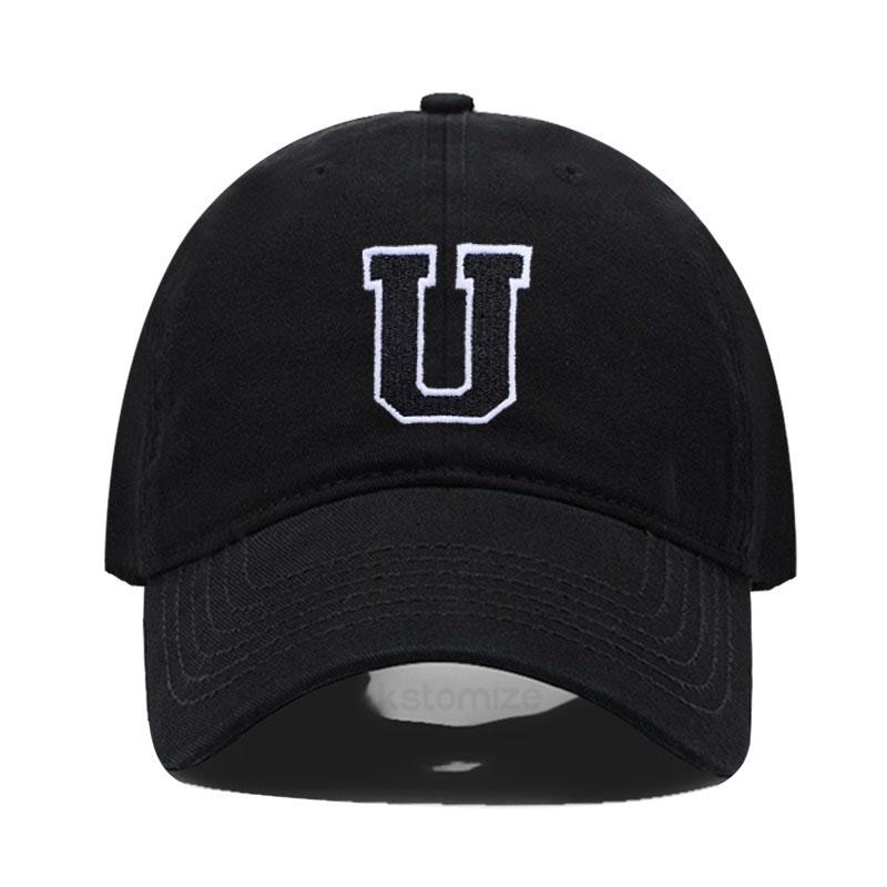 Initial Letter A-Z Black Baseball Cap For Men Womne High Quality Soft Cotton Embroider Fashion Team Sport Visors Snapback Caps