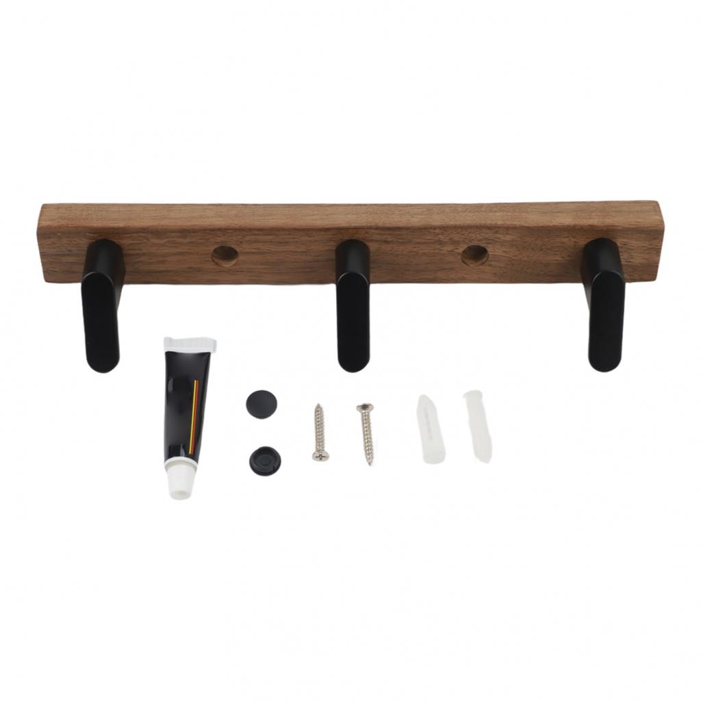 Entryway Coat Rack No Drill Wall Hook Walnut Wood Coat Hook Elegant Wood Finish
