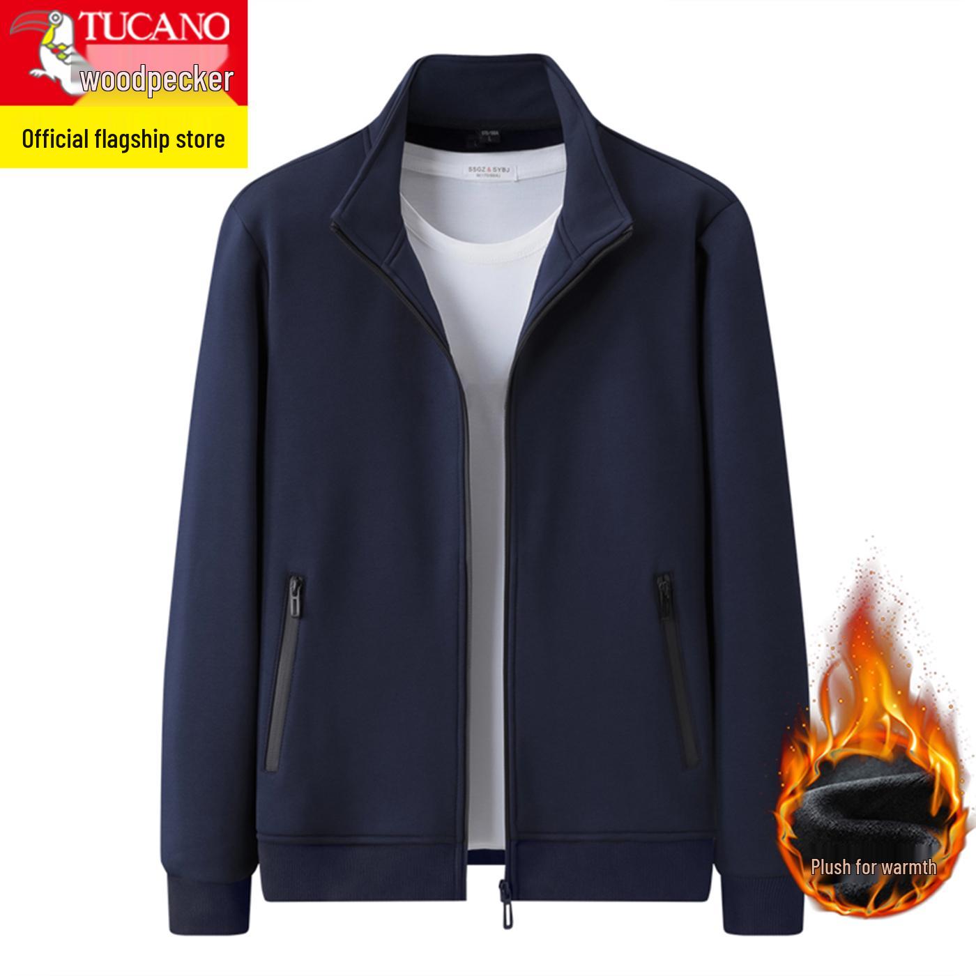 

Woodpecker Men s Cotton Stand Collar Hoodie - Loose Fit Autumn/Winter Sports Jacket L (recommended for 55-65 kg)