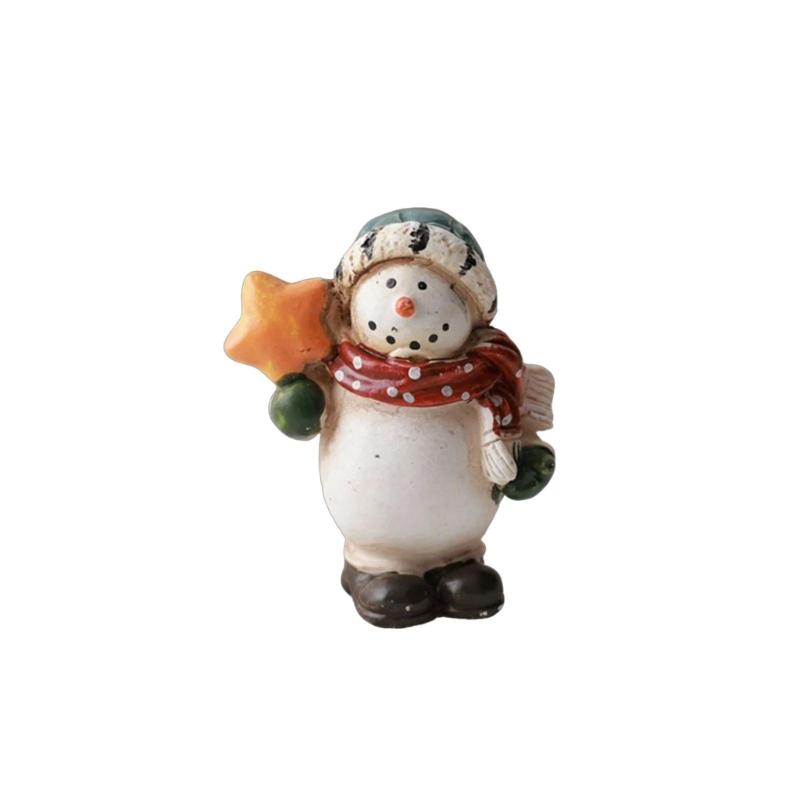 Christmas Resin Figurine Snowman Santa Statue Ornament for  Living Space Table Decoration Resin Craft Present