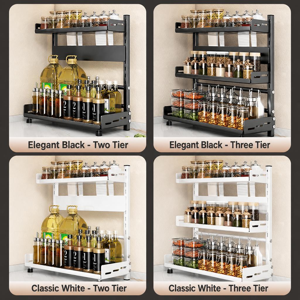 Kitchen Spice Rack Storage Organizer Countertop Knife Holder Modern Minimalist Carbon Steel