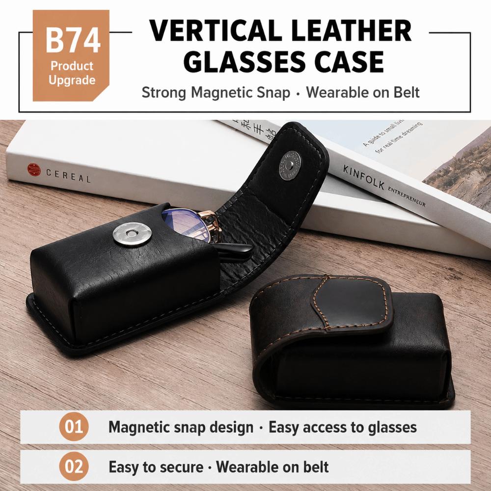 Anti Squeeze Leather Glass Pouch Belt Loop Fold Spectacle Box Eyeglass Case Field Work