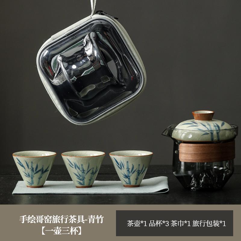 Hongyue Glass Covered Bowl Teacup Large Single Non-Hot Hand-Grasping Pot One Person Kung Fu Tea Set Underglaze Color Brewing Teapot