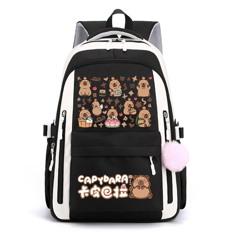 

Школьный рюкзак капибара новый 2024 защита спины милый мужской и женский высокая ценность мультяшный принт большая вместимость No specification